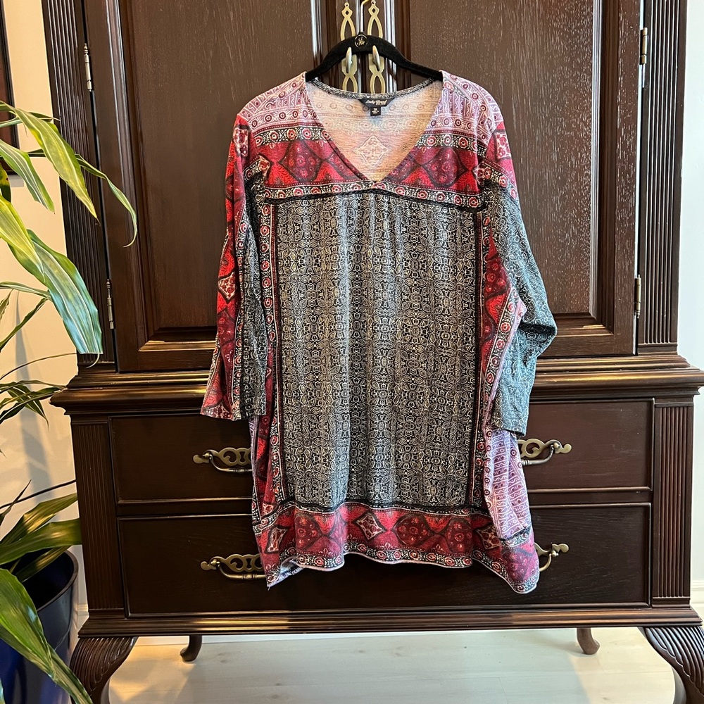 Lucky Brand bead embellished blouse 3X